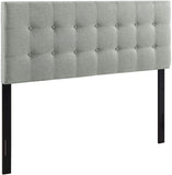 Emily Tufted Button Linen Fabric Upholstered King Headboard in Gray