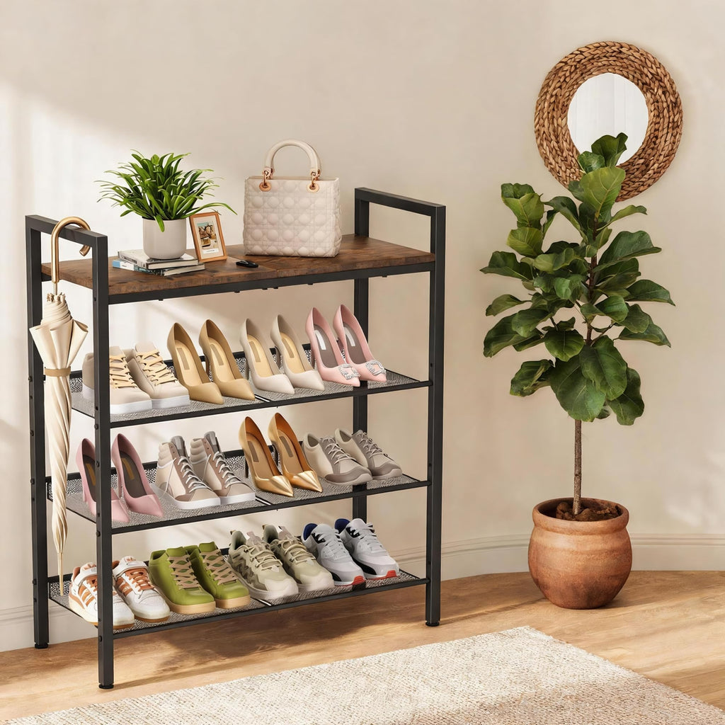 4 Tier Shoe Rack, Shoe Rack for Front Door Entrance