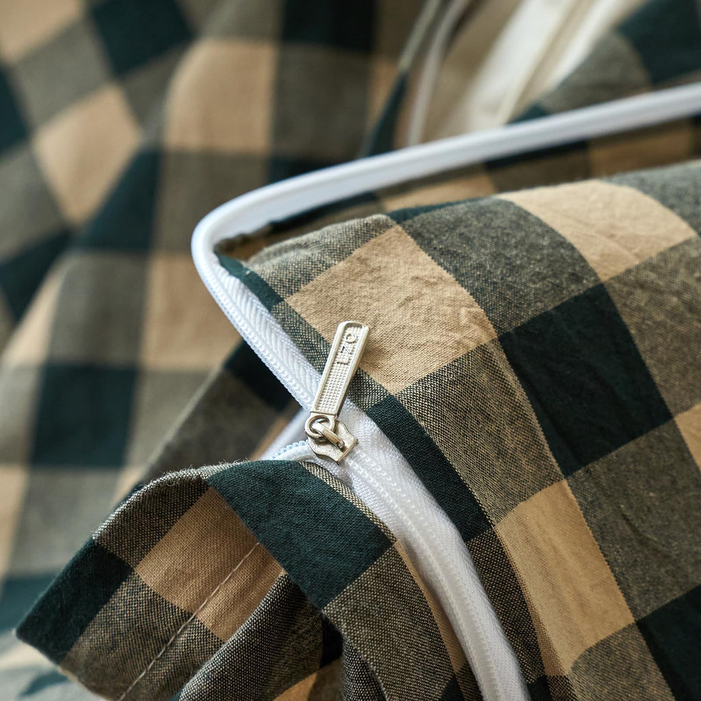 Boho Washed Cotton Plaid Duvet Cover Checkered Bedding