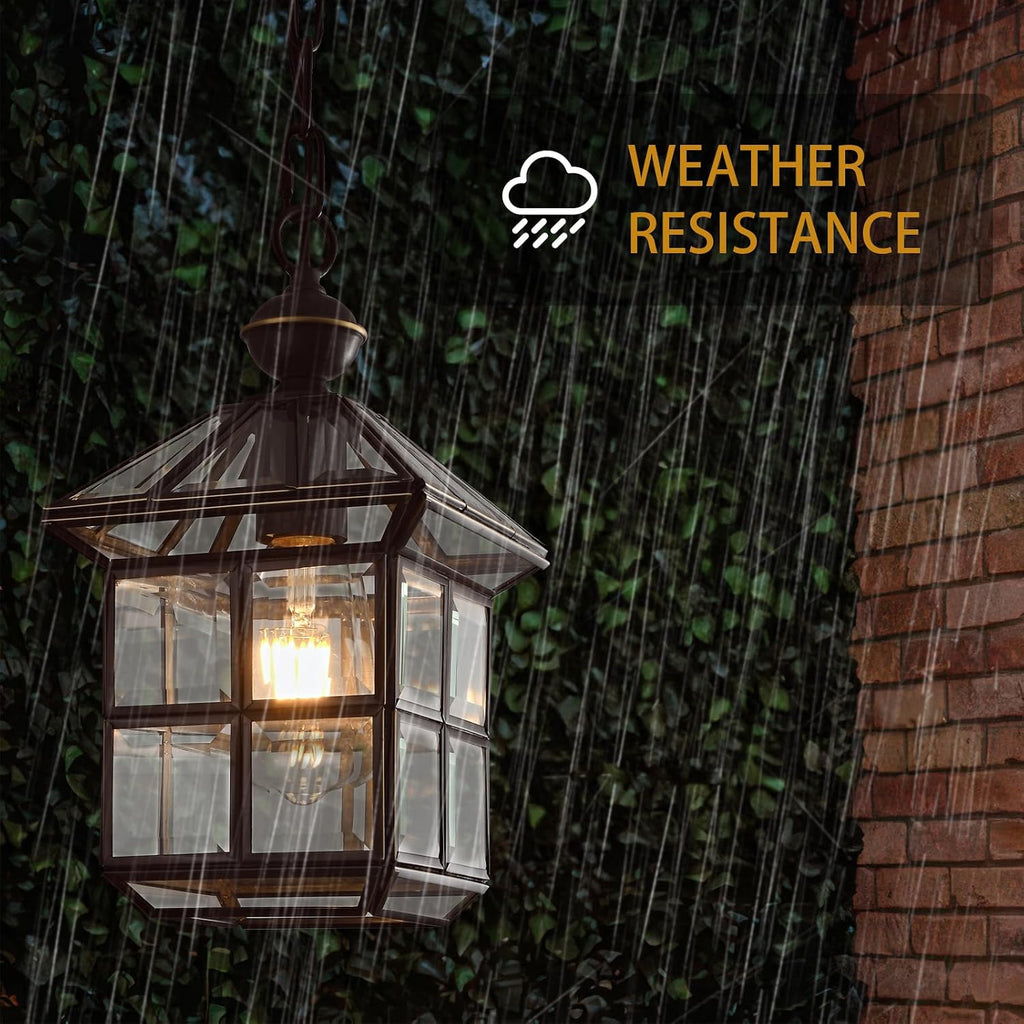 Mi Copper Outdoor Pendant Light 12.6in Exterior Hanging Porch Lights Oil Rubbed Bronze Waterproof Outdoor Chandelier