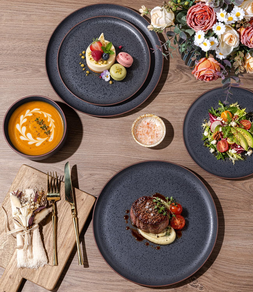 Stoneware Dinnerware Sets for 6,18-Piece Plates and Bowls Set