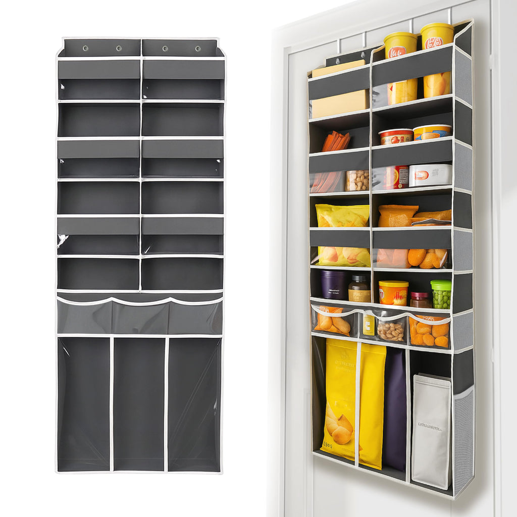 Extra Large Over The Door Organizer with Clear Pockets - 8 Compartments & XL Bottom Storage, Heavy-Duty Hanging