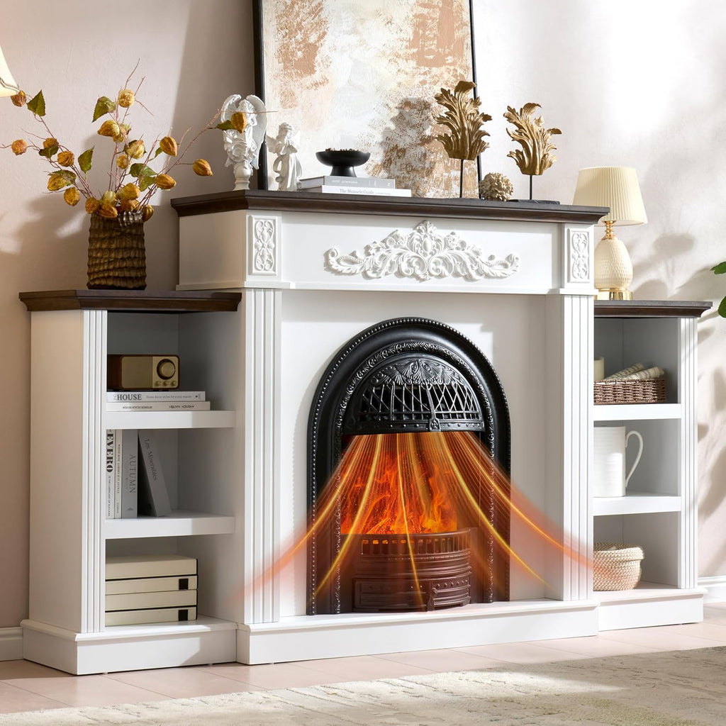 78" Electric Fireplace with Mantel, Electric Fireplace Heater, Fireplaces TV Stand w/Freestanding for TVs Up to 90"