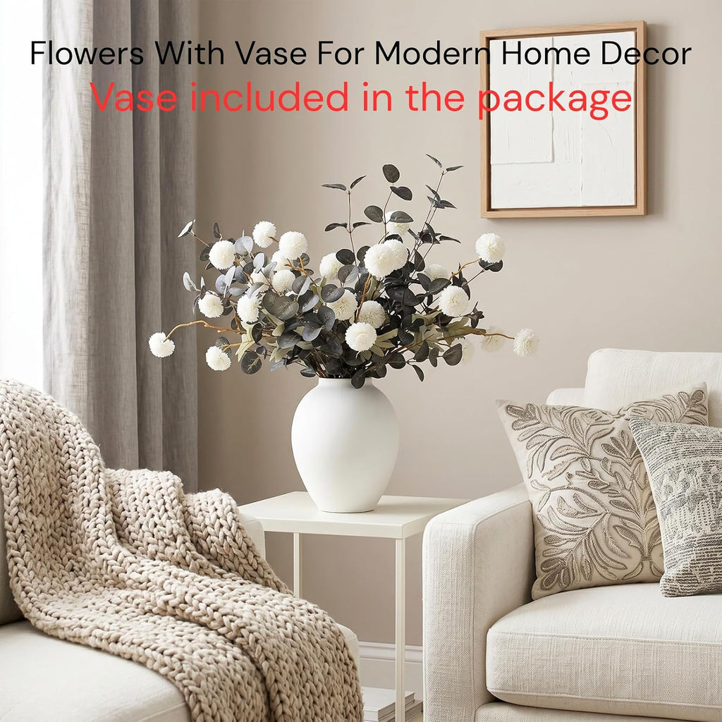 Artificial Floral Arrangements With Vase, Centerpiece for Dining Table - Set of 10