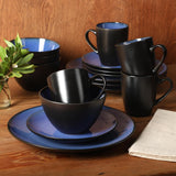 Soho Lounge Round Reactive Glaze Stoneware Dinnerware Set, Service for 4 (16pc), Blue, Soho Round