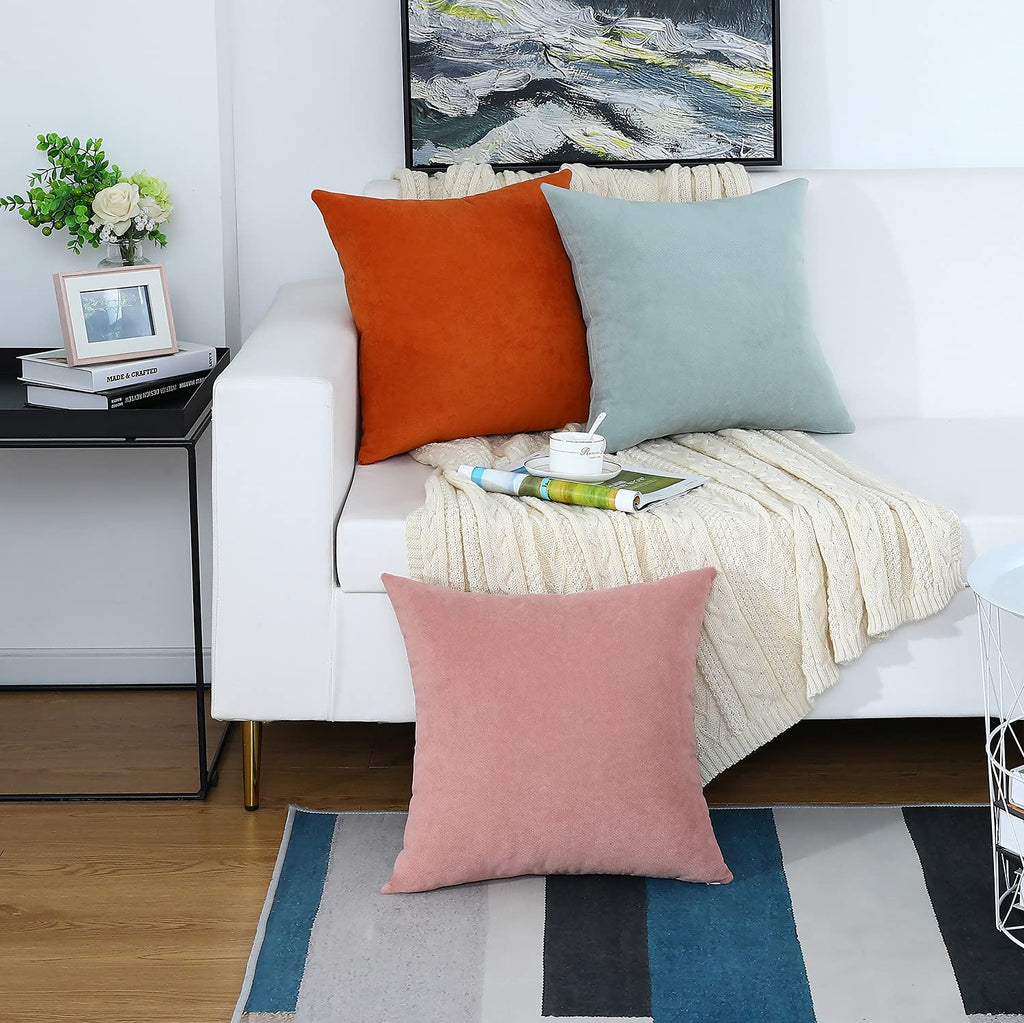 Decorative Dusty Rose Throw Pillow Covers Rustic Farmhouse Super Soft Square Chenille Comfy Solid Cushion Couch Cases