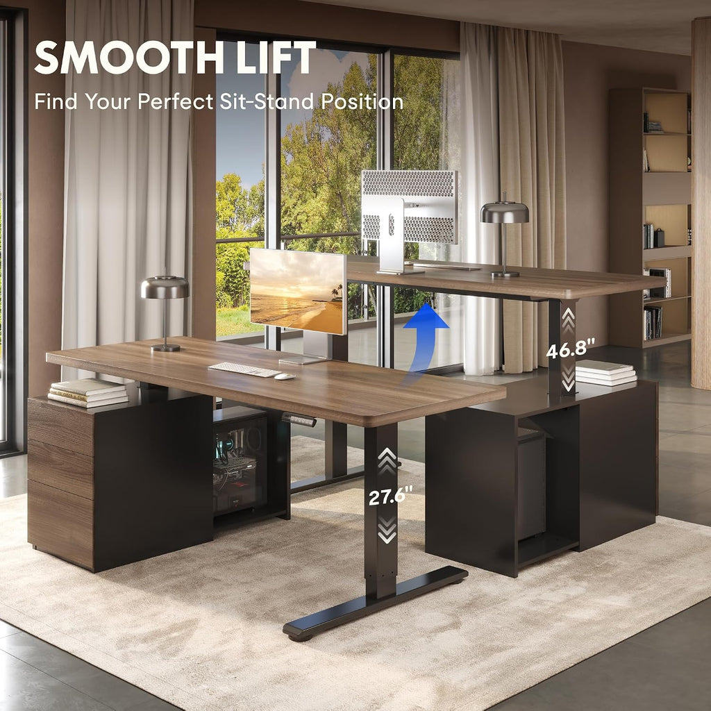 55" Executive Standing Desk with Drawers & CPU Cabinet | Dual Motor & 222 LBS, Spacious 1" Thick Desktop, Ideal and