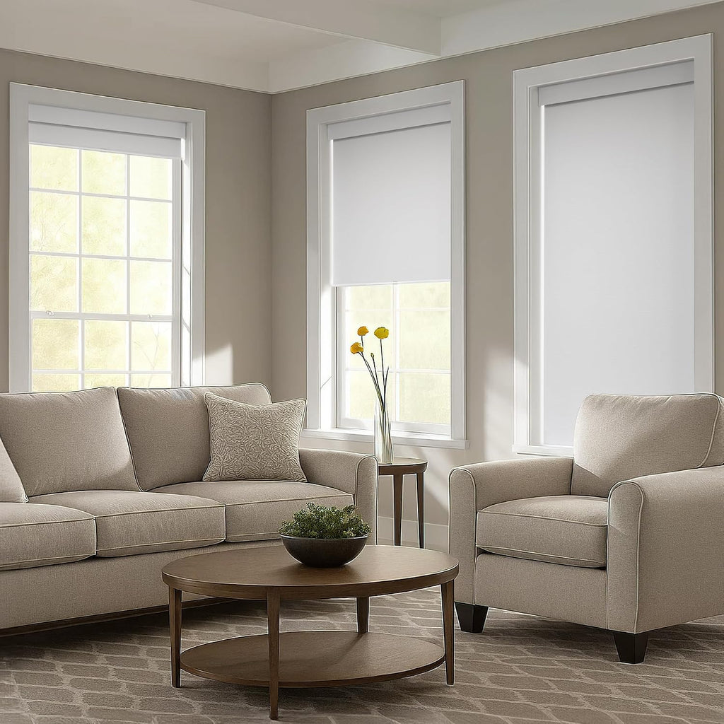 No Tools No Drill Cordless Blackout Roller Shades for Indoor Windows, Easy to Install, Darkens Rooms, Blocks Heat