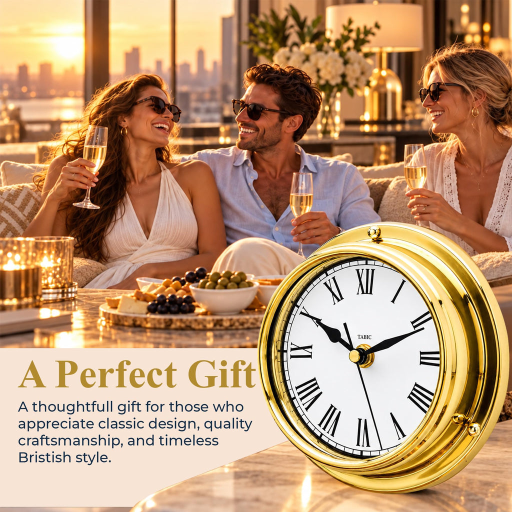 Classic Brass Roman Wall Clock, Heavy Lacquered Brass (1/2kg), Qaulity Timepiece for Any Home Decor, Great Gift
