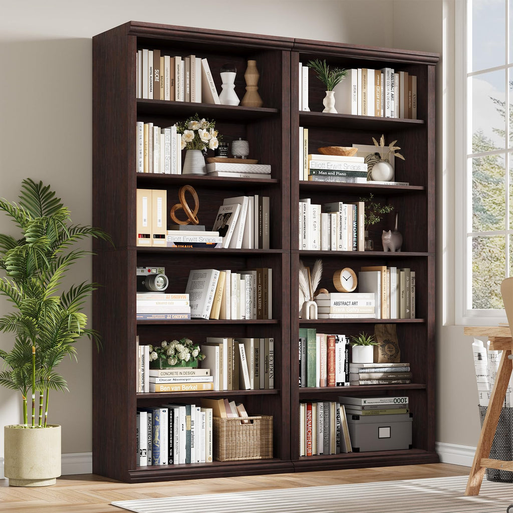Bookcase and Bookshelves, 28" W Tall Bookshelf, Dark Cherry