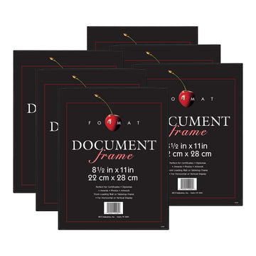 Format Diploma Frame, 8.5x11, Black, Tabletop Easel, 6-Pack
