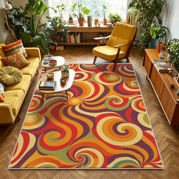 70s Retro Rug Living Room, Home Decor Accessories