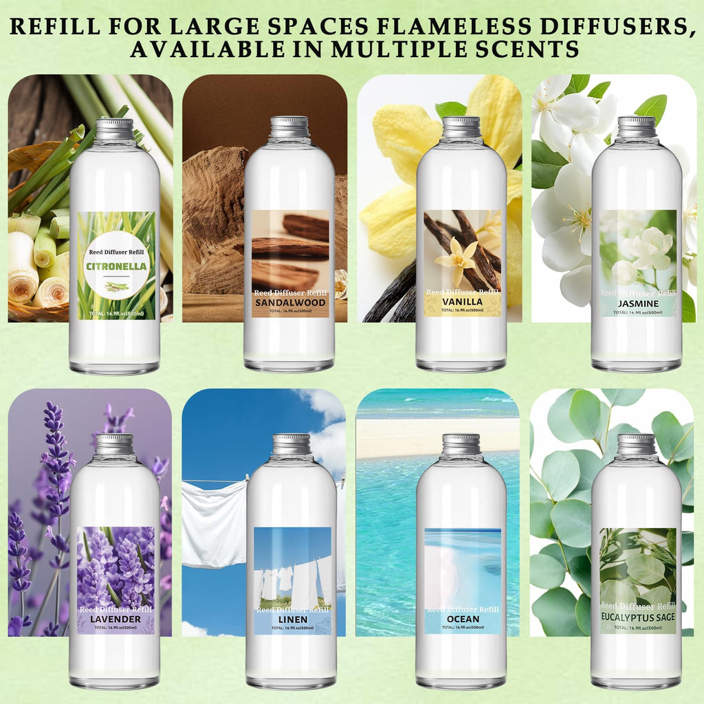 Linen Diffuser Reed Diffuser Oil Refill, 16.9 FL OZ & 6 Sticks