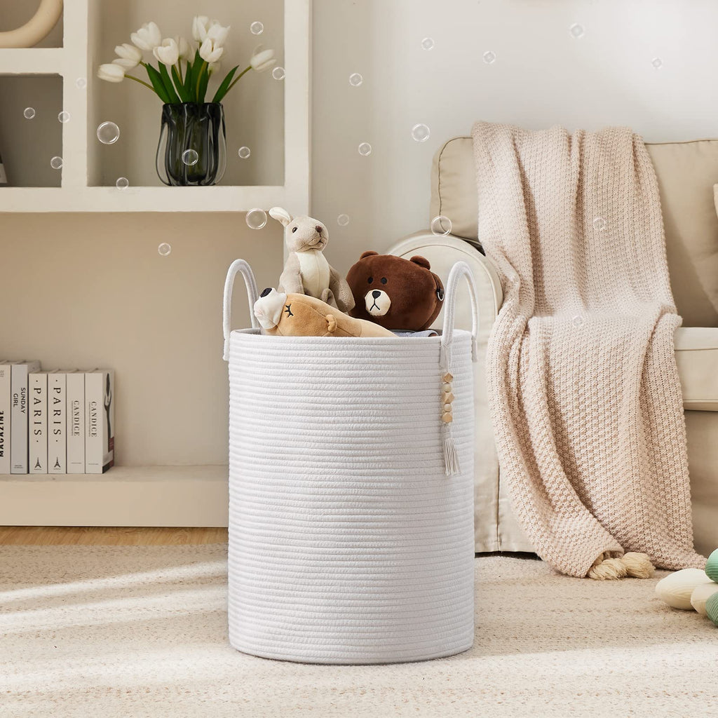 72L Tall Cotton Rope Laundry Hamper Basket
