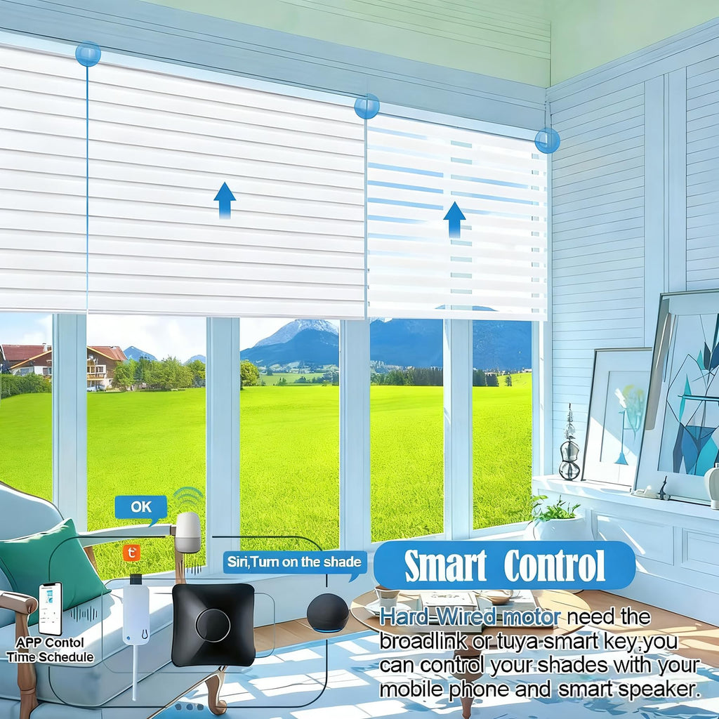 Smart Motorized Zebra Shades with Alexa (Jacquard-Bean Paste)