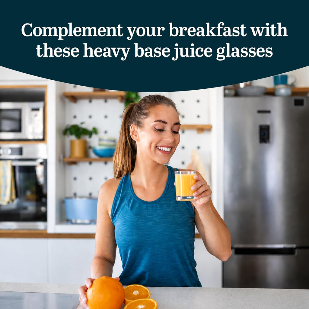 Fruit Juice Glasses, Heavy Base Glass Drinking Glasses Set of 8, Breakfast Juice Cups, Everyday Clear Drinking Glass