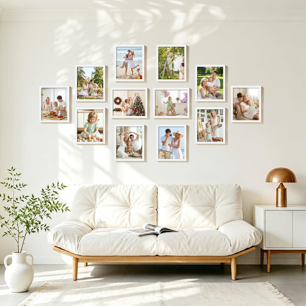8x10 Picture Frame Set of 16, for Wall or Tabletop Display, White