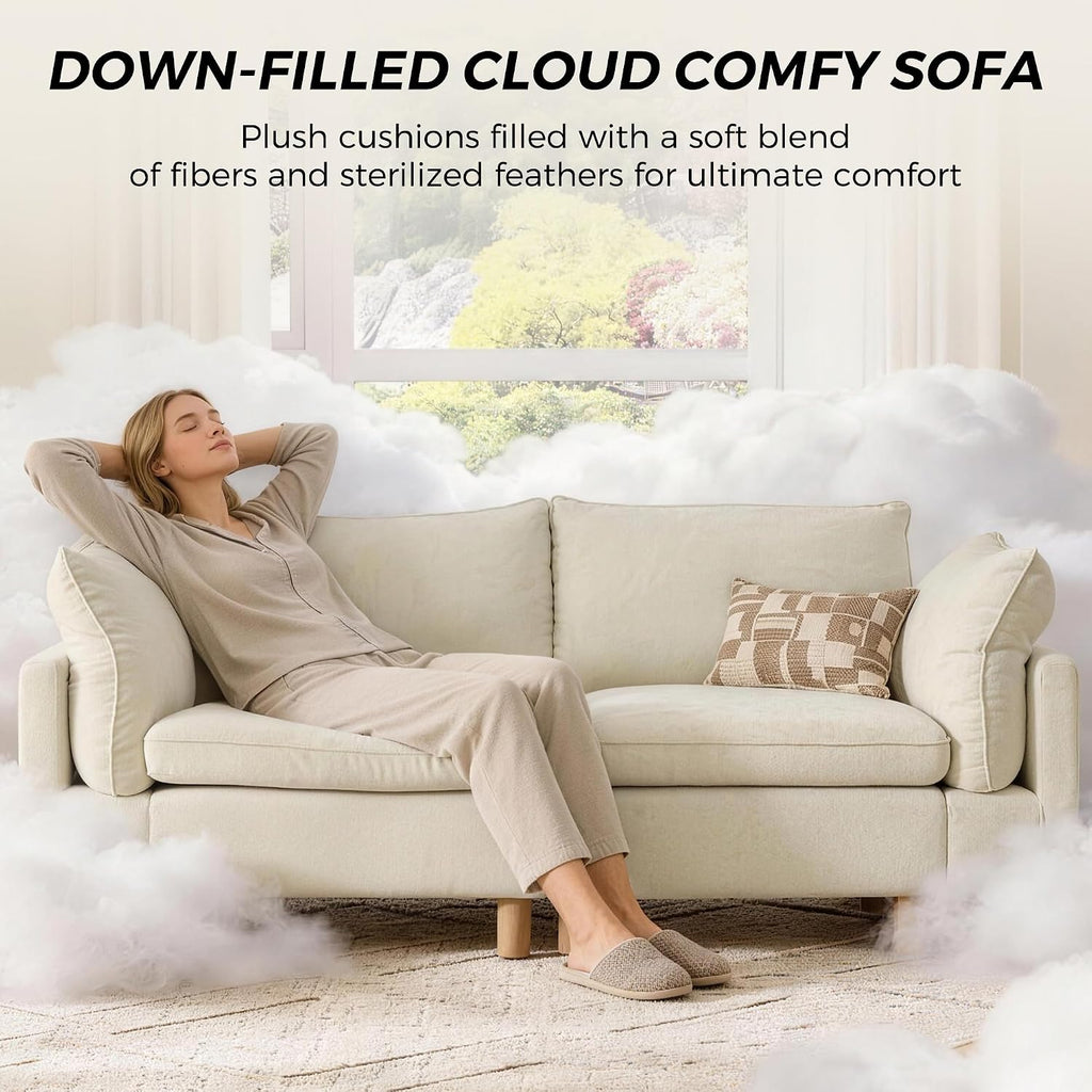 127" Super Large Sectional Couches , Modular Cloud Couch Sectional Sofa, Premium Fabric Couches, Down Filled, High