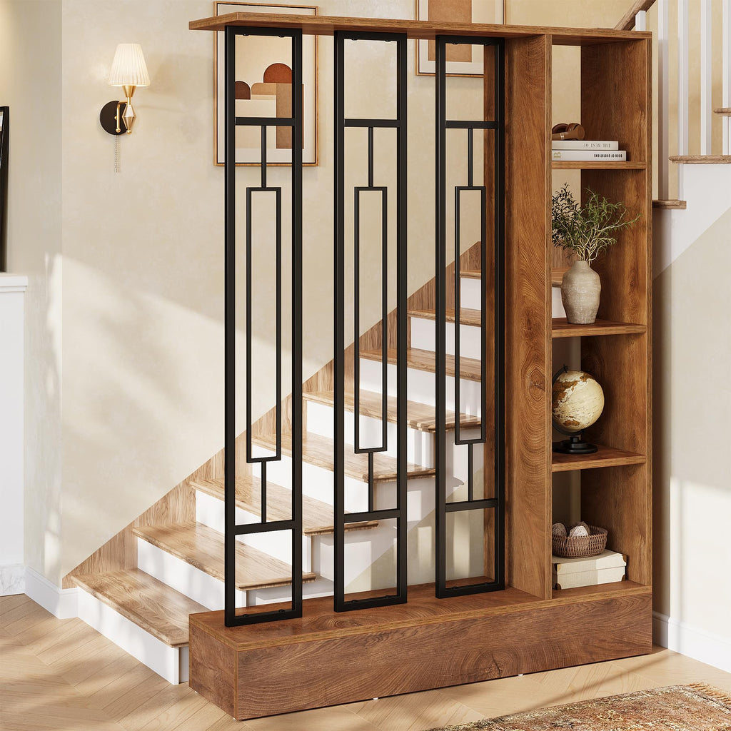 Room Divider with Shelves, 71" Freestanding Storage Room Divider