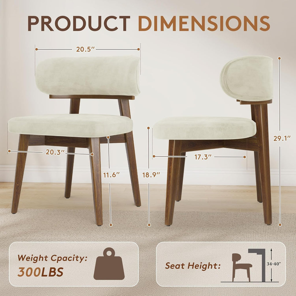 Dining Chairs Set of 4, Modern Upholstered Dining Chairs, Wooden Kitchen Chairs for Dining Room with Ergonomic Curved