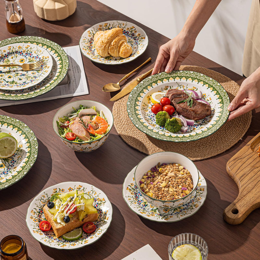 Ceramic Dinnerware Set, Series Western I(Green Jasmine)