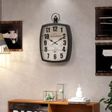 Menterry Large Retro Rectangle Wall Clock, Black Antique Vintage Style