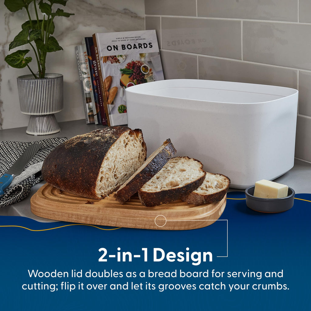 Union Large | Fits Full Sourdough Loaves and More | Breadbox with Cutting Board | Homemade Bread Bin Storage