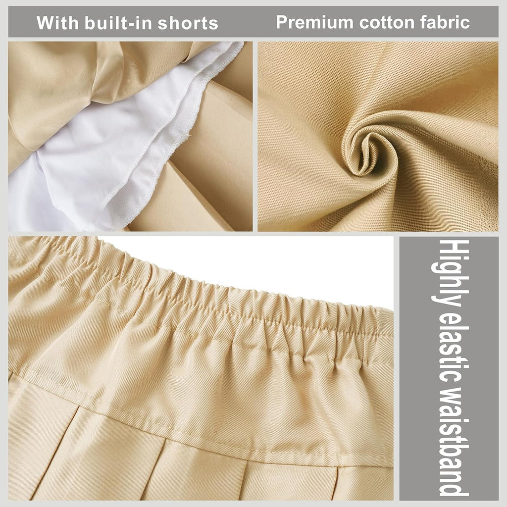 Skorts for Girls School Uniform Skirts Pleated Scooter Skirt with Shorts Pull On Kids Skort with Elastic Waistband