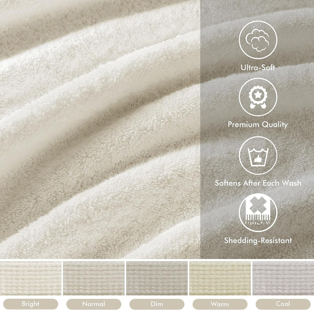 Park 800GSM 100% Cotton Bathroom Bath Towel Set of 8, Cream | Long Staple, Highly Absorbent, Durable Hotel Spa