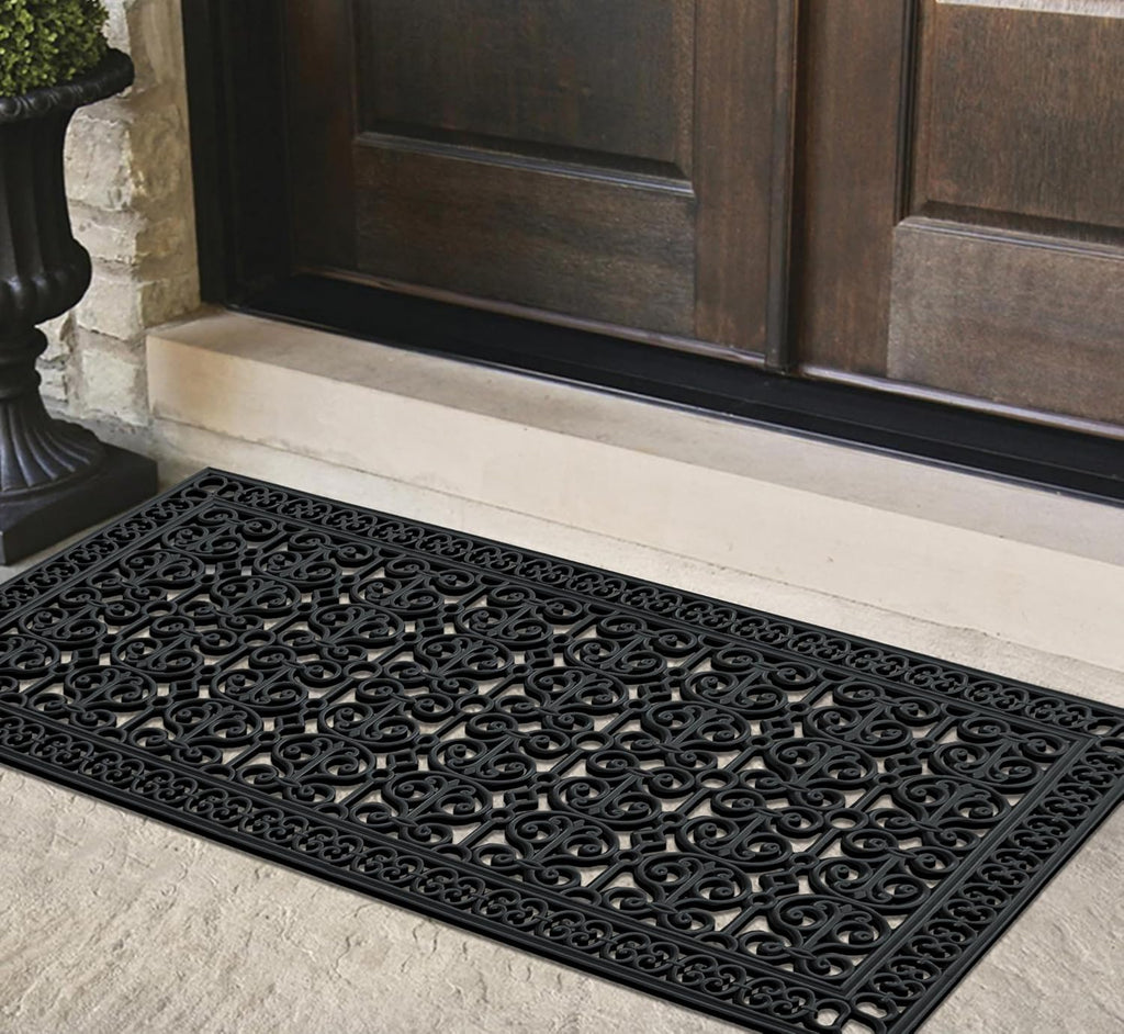 34-LB Heavy Duty Rubber Doormat 36"×72" - Won't Blow Away | Outside Front Door Mat, Mud Dirt Scraper, Non-Slip