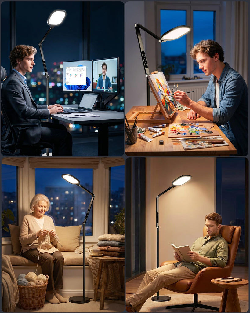 Eye-Care LED Floor Lamps, Remote, 69" Standing Read Lamp, 30 Modes