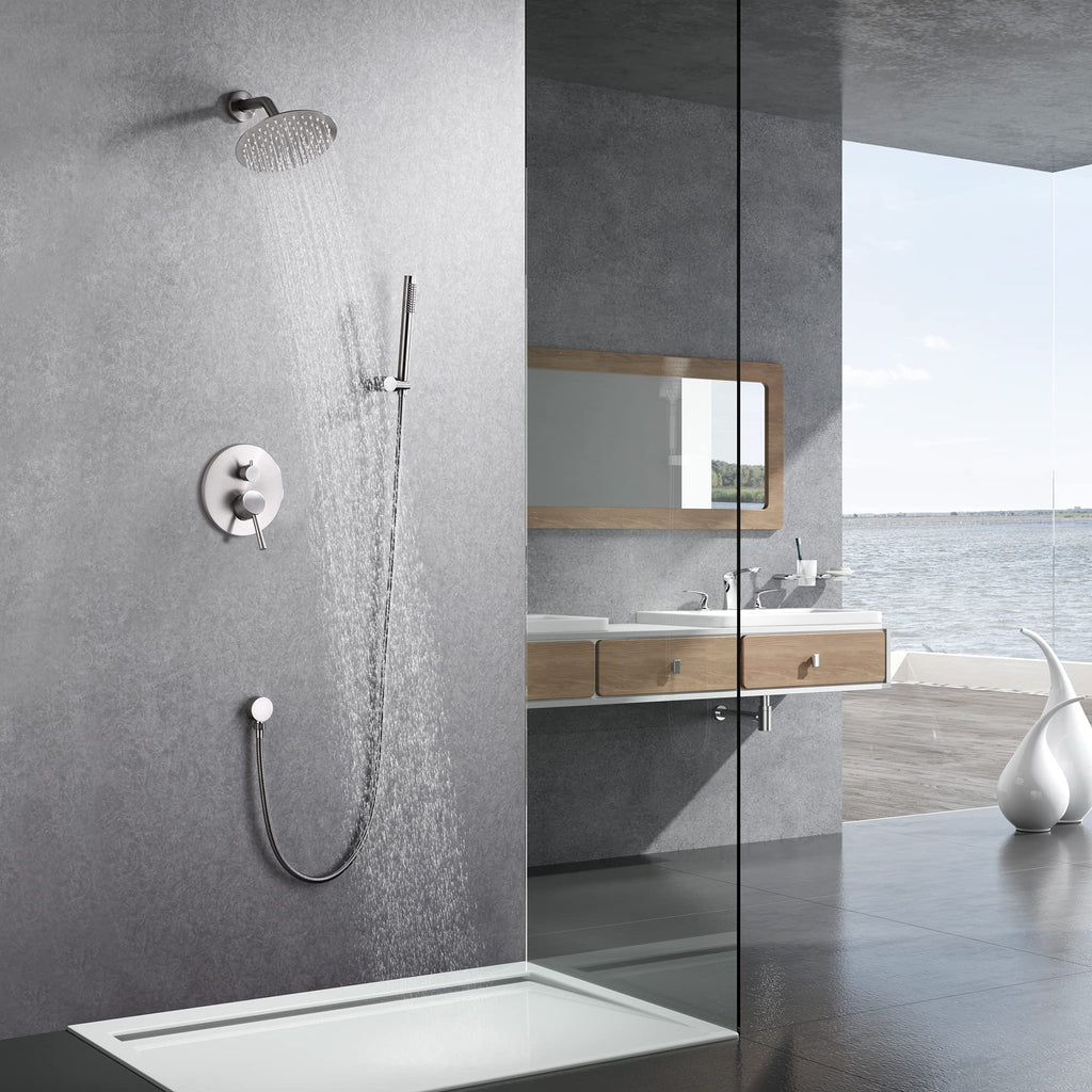 Wall Mounted Rainfall Shower System Brushed Nickel