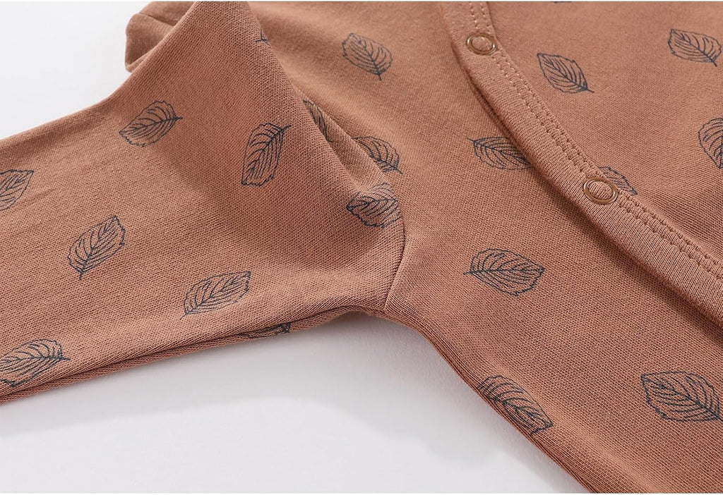 3 Pack Long Sleeve Baby Footed Rompers