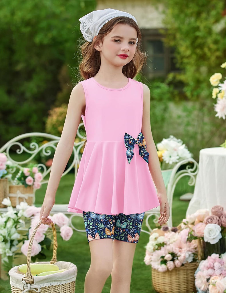 Toddler Girl Summer Clothes Sleeveless Top Dress Bike Shorts Set