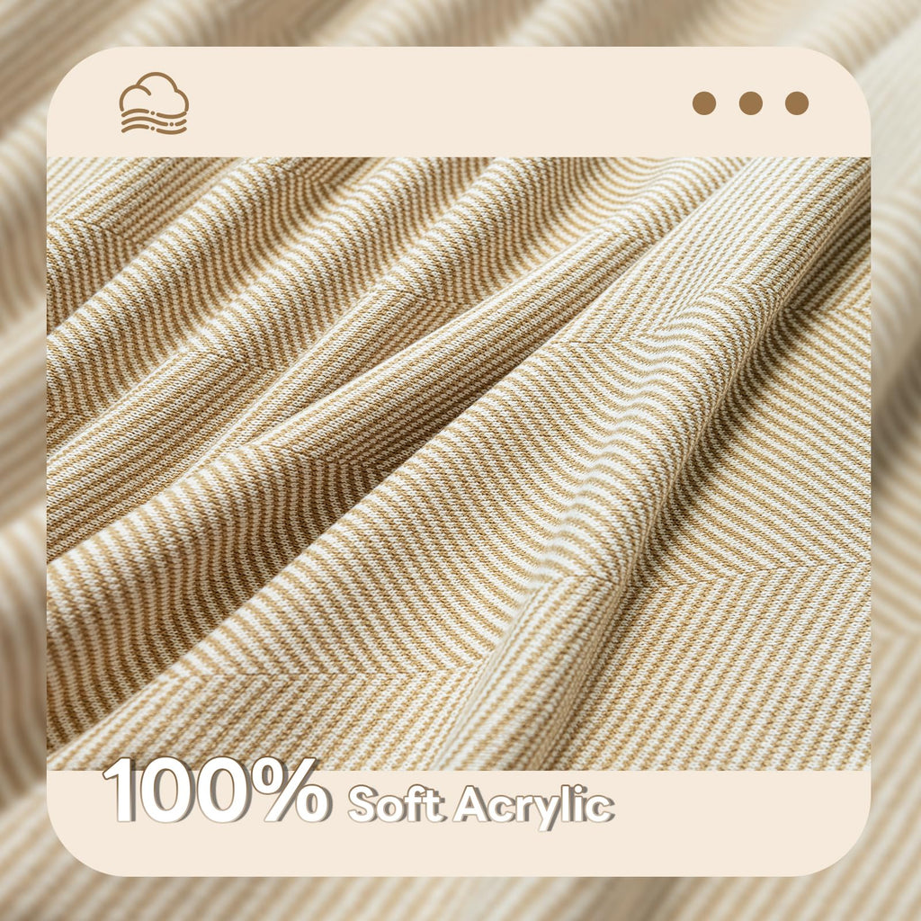 Throw Blanket, Herringbone Knit Cover for Sofa Bed Couch