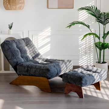 Accent Chair with Ottoman, Lounge Chair with Adjustable Backrest