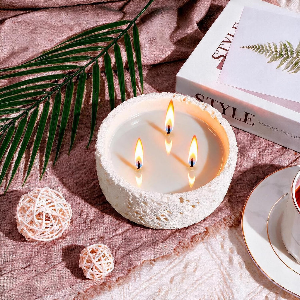 20oz Large Scented Candle - Vanilla Dreamscape, 3 Wick Non Toxic Soy Candles for Women, Matte Ivory White Ceramic Jar