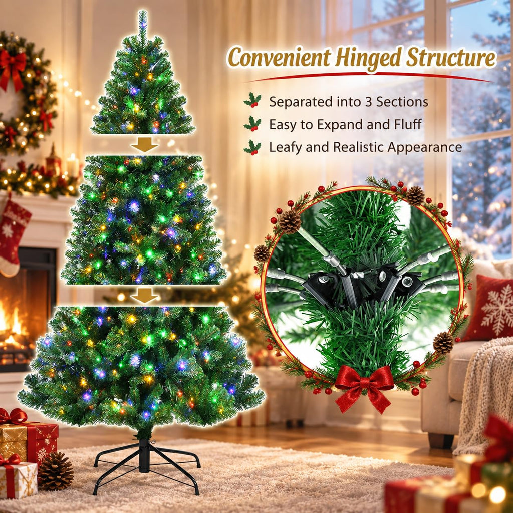 6 FT Pre-lit Artificial Christmas Tree with 9 Modes, Remote Control