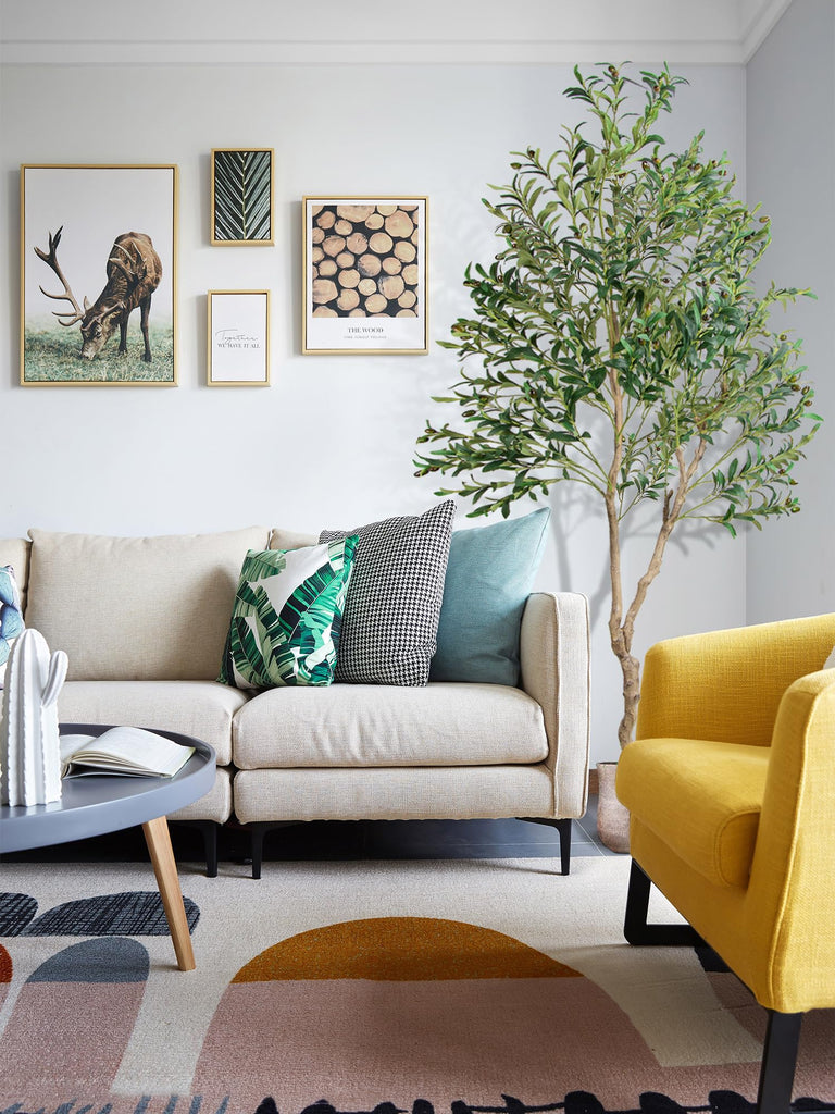 5FT Artificial Olive Tree - Realistic Faux Silk Plant with Thick Trunk, Fluffy Branches, Dense Leaves & Plump Fruits