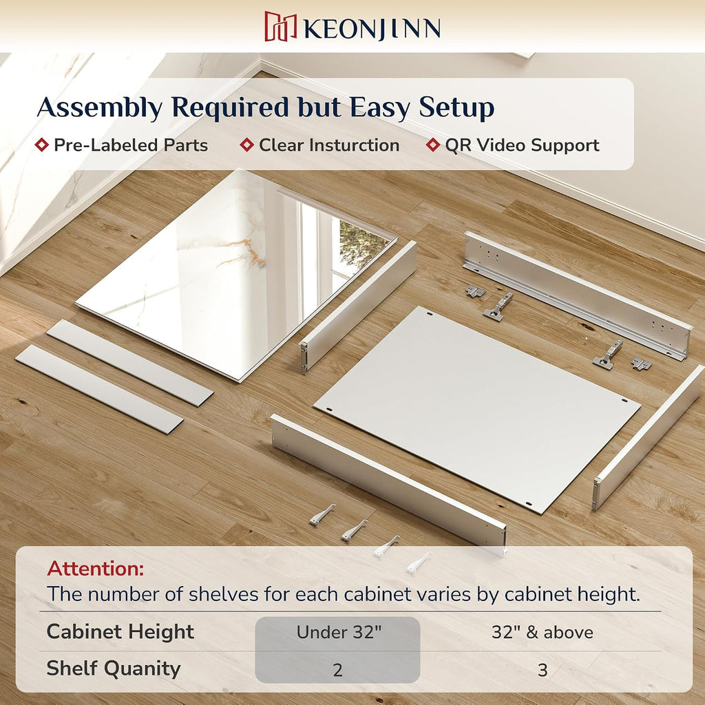 30 x 26 Inch Bathroom Medicine Cabinet with Mirror, Ample Storage | Assembly Needed, Freely Adjustable Shelves