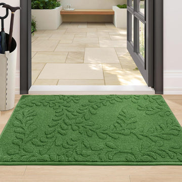 Dirt Trapper Door Mats 24" x 36", Non-Slip Doormat, Green | TPR Backing Dog Door Mat, Super Absorbent Welcome Mat for