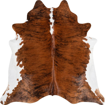 100% Genuine Brazilian Cowhide Rug - Brindle White Belly - Luxury Cowskin Leather Area Rug Décor 7 x 6 feet