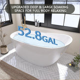 59" Free Standing Tub, Pure Acrylic Freestanding Bathtub, Stylish Stand Alone Contemporary Deep Soaking Bath Tub