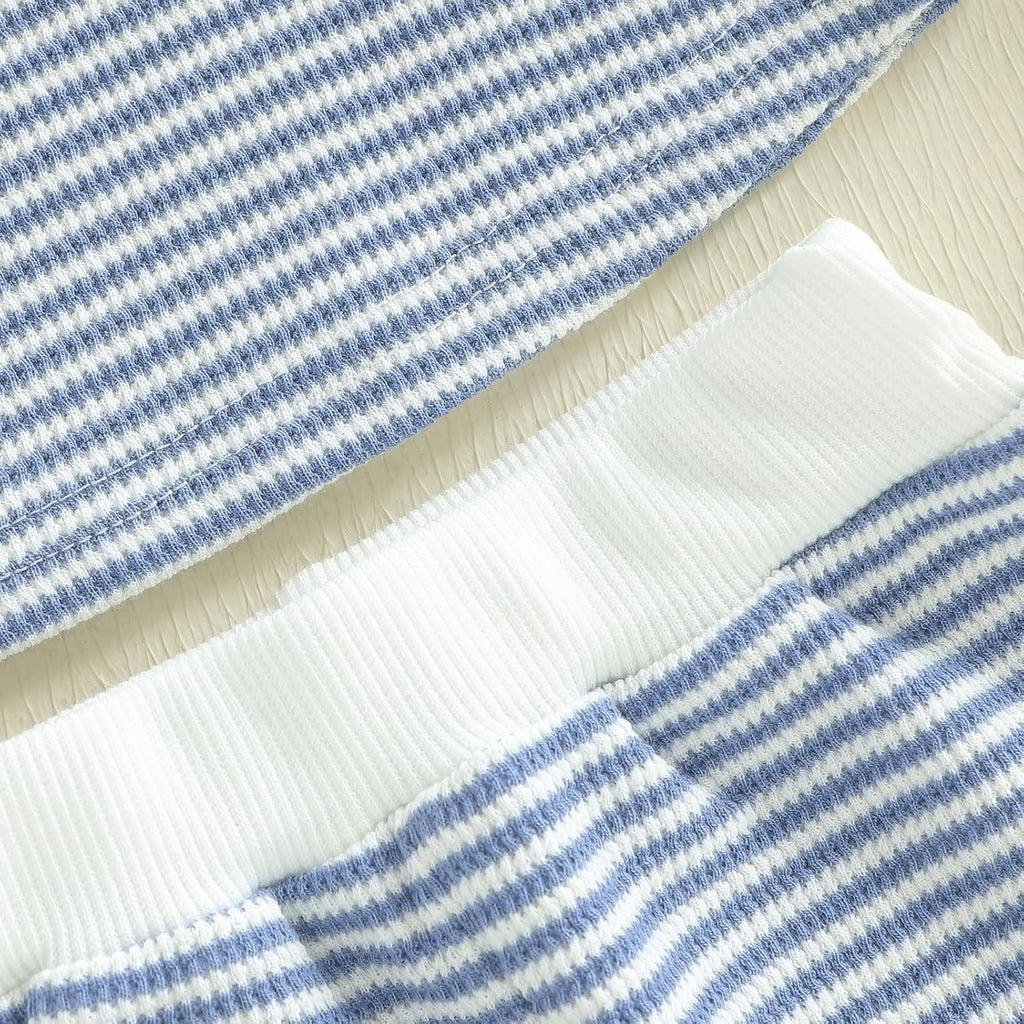 Toddler Baby Boy Stripe Waffle Sleeveless Shirt Shorts Set