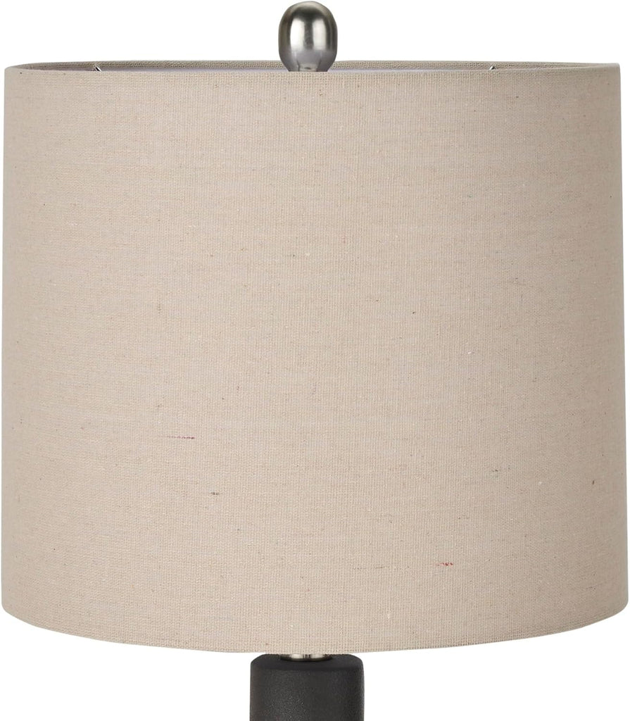 Home 22" Matte Black Ceramic Table Lamp with Oatmeal Shade for Modern, Transitional, Bedside Table, Living Room