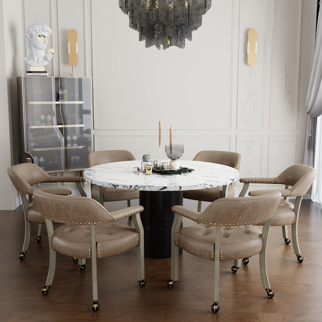 Large with Casters and Arms, Rolling with Wheels, Solid Wood Boss Caption's Chairs, 26" D x 25.2" W x 31.5" H, Grey
