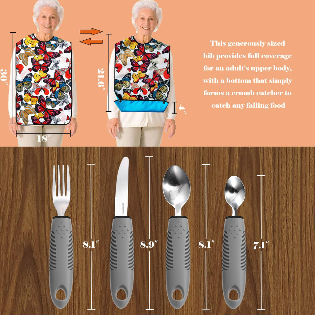 Adaptive Utensils - 4pcs Weighted Utensils Set (2.5oz Each) for Hand Tremors, Elderly, Parkinson's, Arthritis