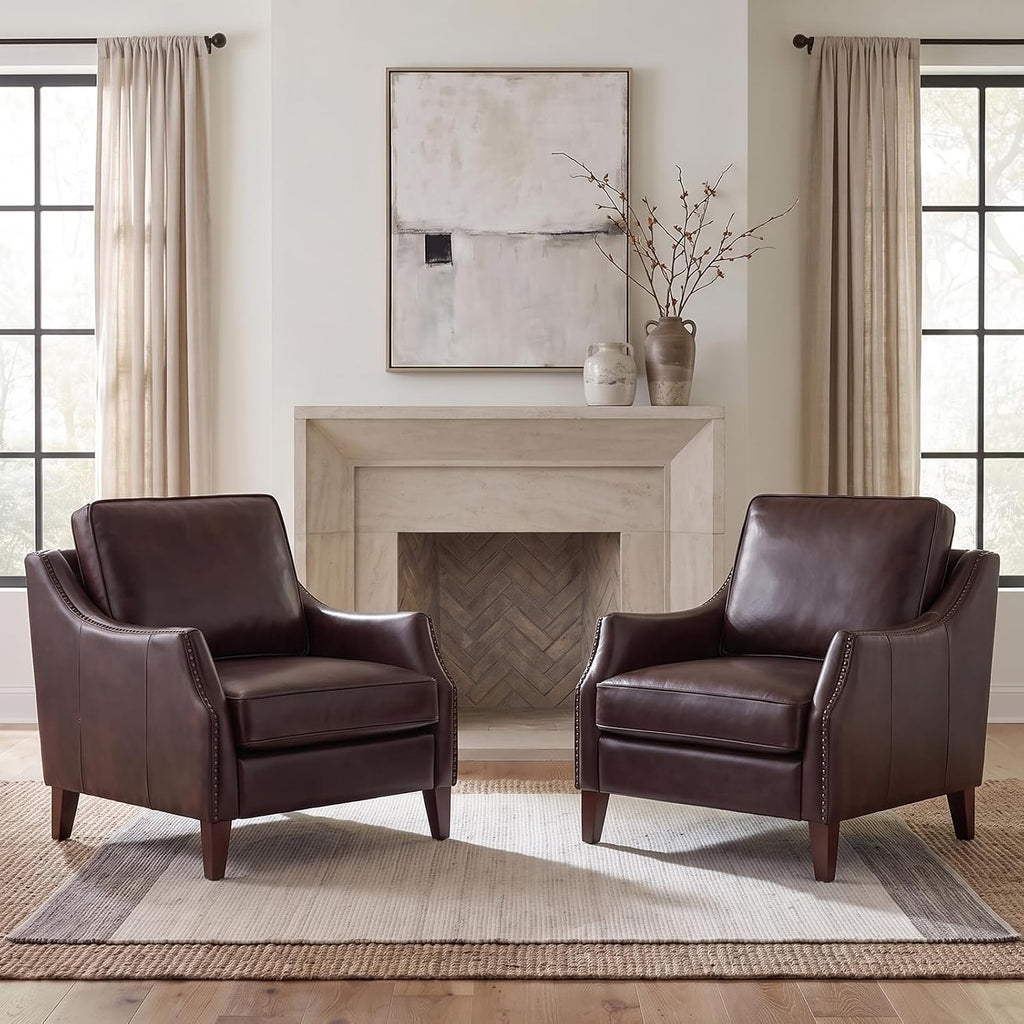 PU Leather Accent Chair, Dark Brown
