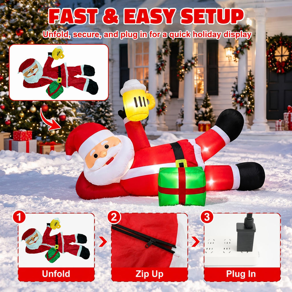 Christmas Inflatable Outdoor Decorations, Christmas Blow up Yard Decorations, 8FT Santa Christmas Inflatables with