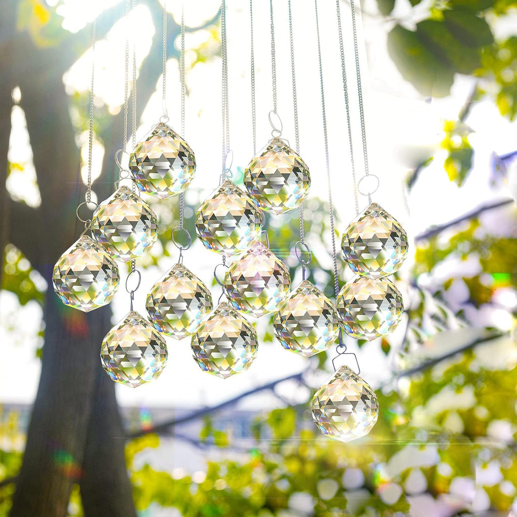 6 Pcs Clear Crystal Ball Prism Sun Shine Catcher Rainbow Pendants Maker, Hanging Crystals Prisms for Windows